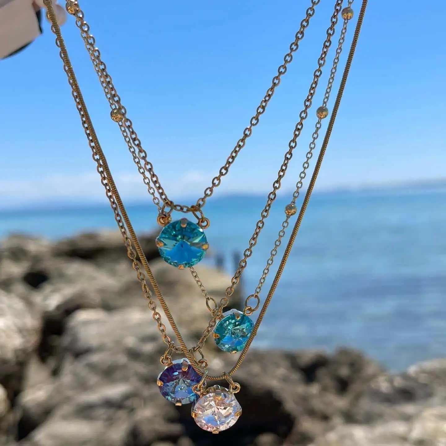 gold swarovski necklace