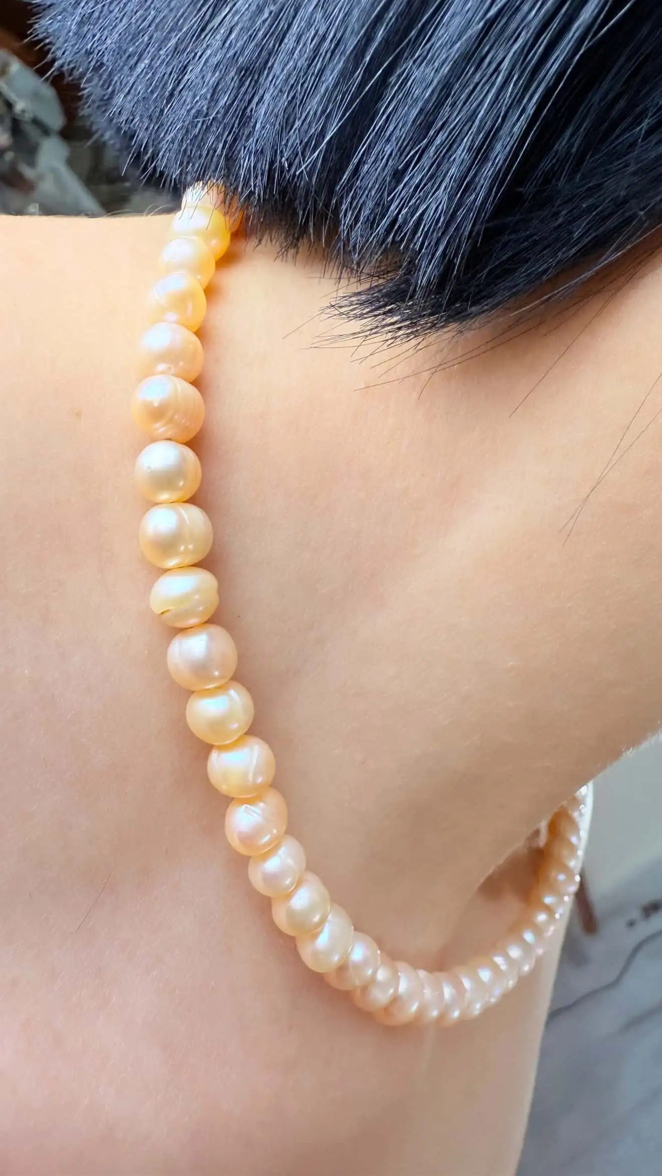 Handmade Freshwater Pearl Necklace in Sterling Silver - Image 3