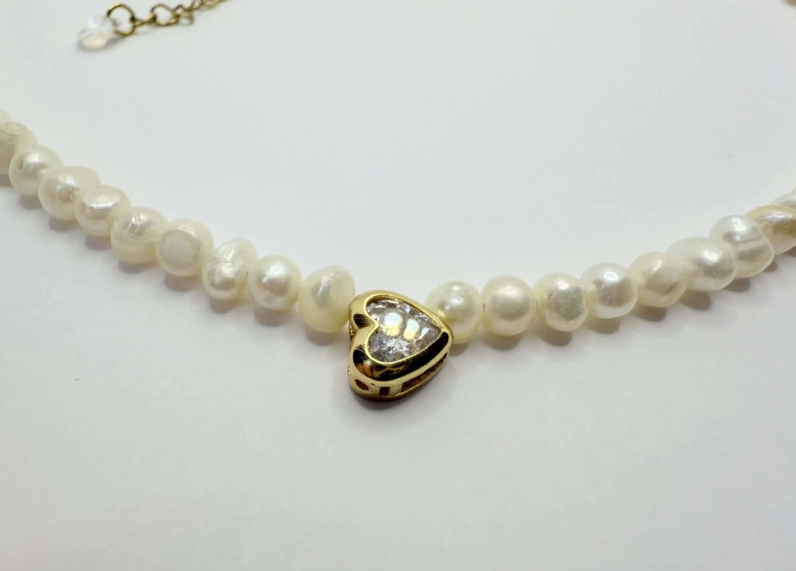 Handmade Pearl Heart Necklace | Silver & Gold Jewelry - Image 2