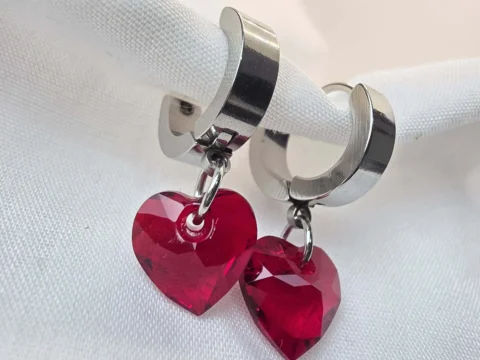 Red heart earrings