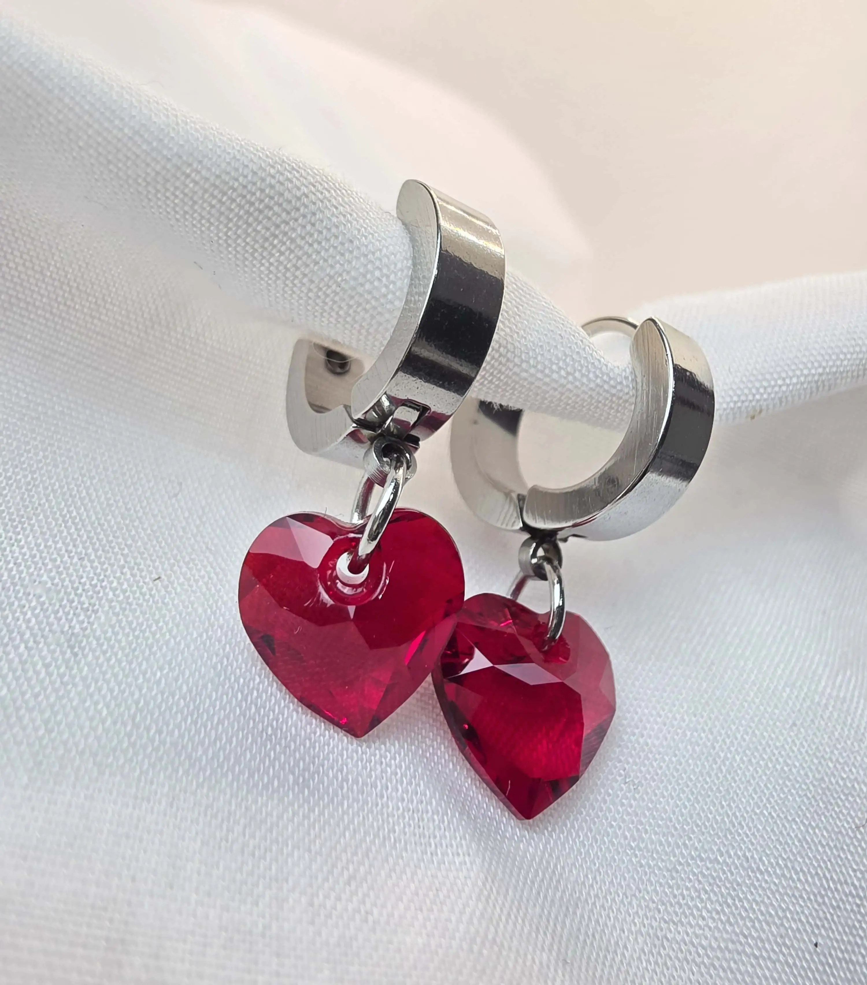 Red heart earrings