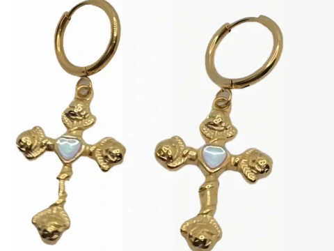 Gold crosses earrings