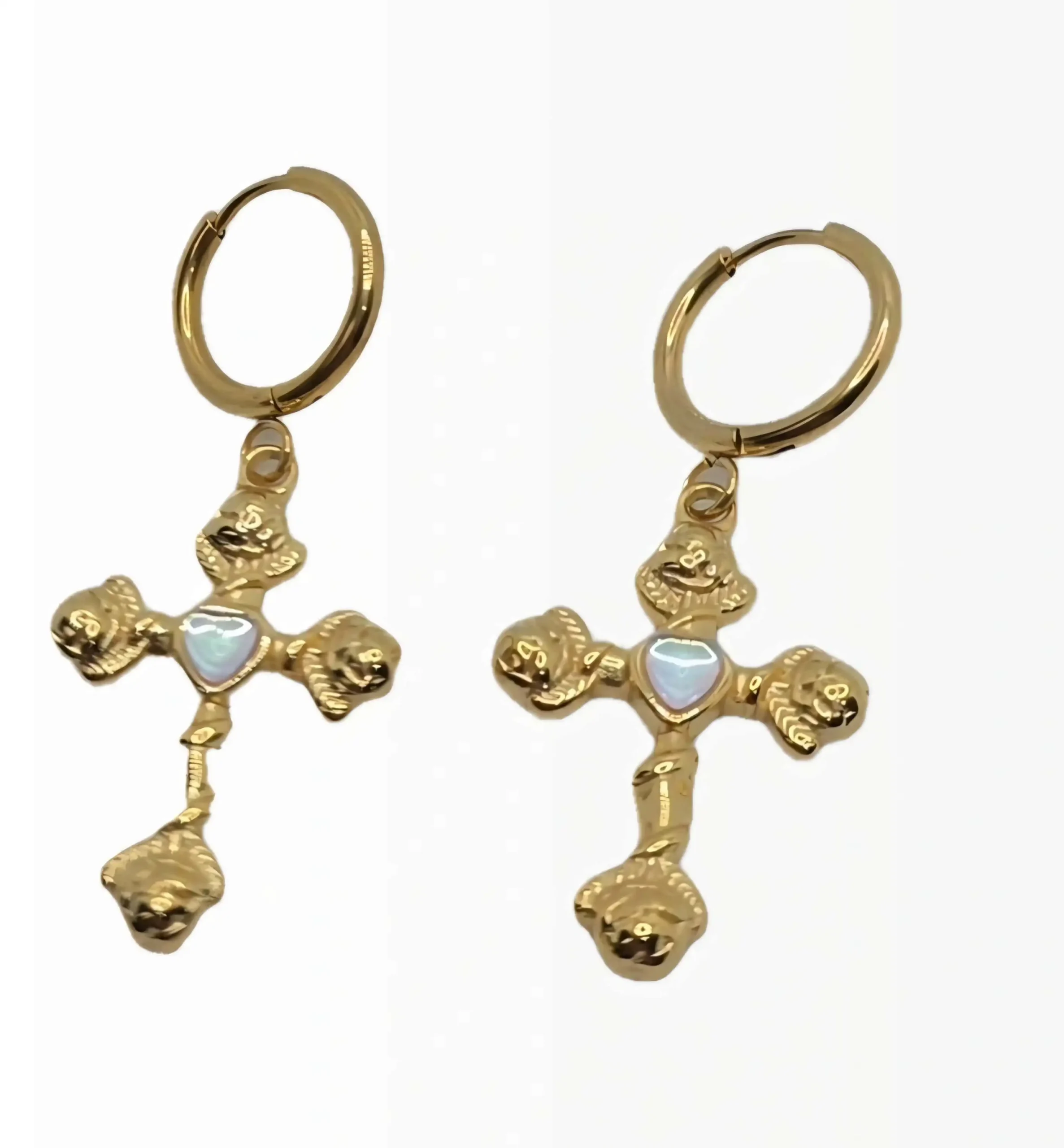 Gold crosses earrings