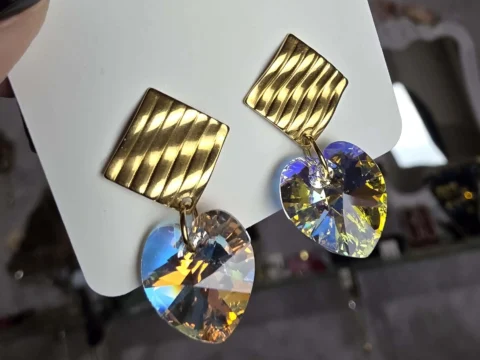 Σκουλαρίκια κρυστάλλινες καρδιές