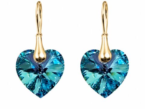 Σκουλαρίκια Καρδιές Swarovski Γαλάζιο του Ουρανού – MoiLolitaaJewels