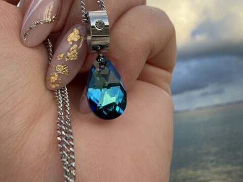 Κολιέ με Κρύσταλλο Swarovski Vermuda Blue | Ανοξείδωτο Ατσάλι